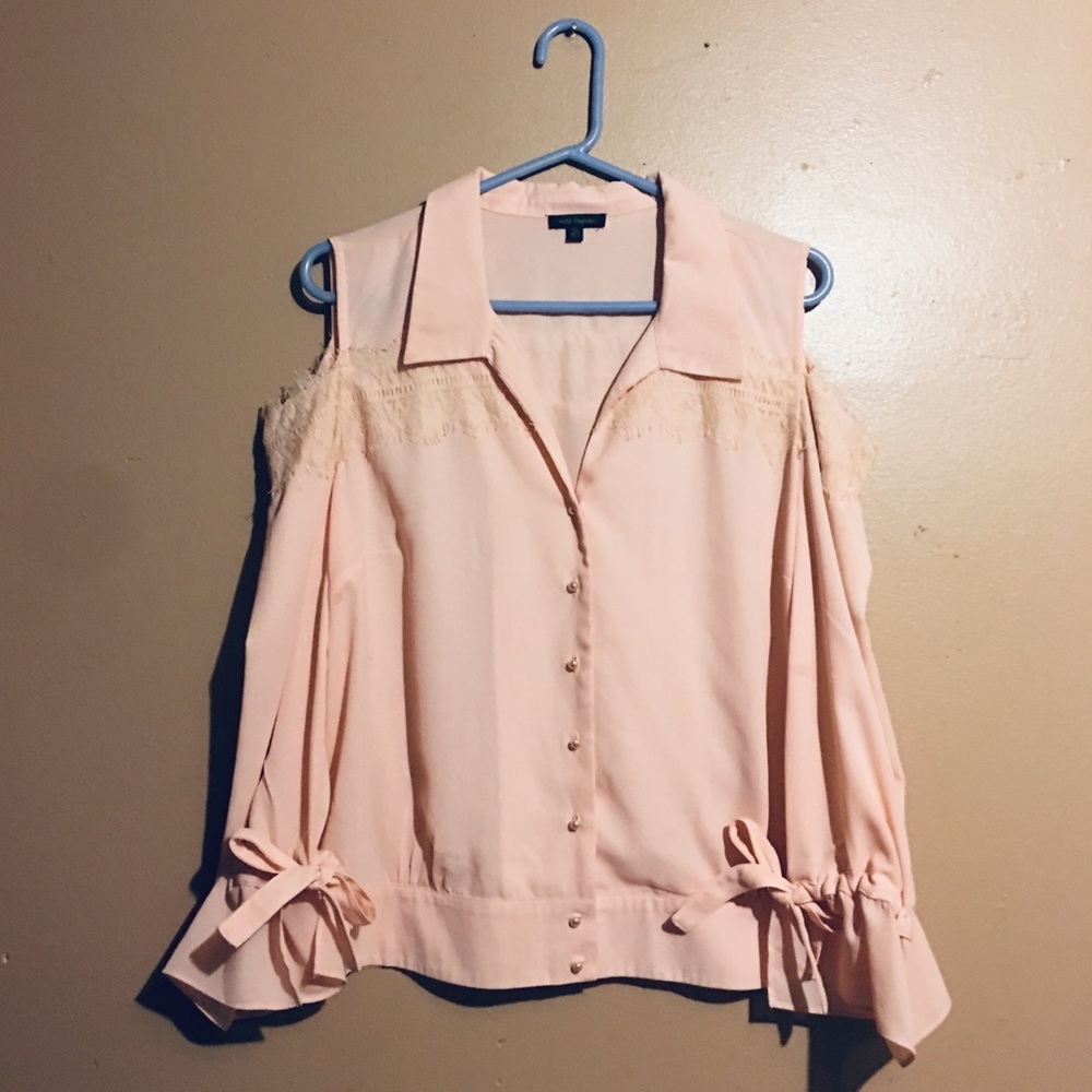 Light Pink, Pearl Button-up Blazer